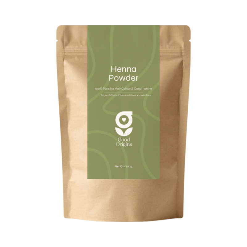 Good Origins Natural Henna Powder - 100% Pure Rajasthani Mehndi in Kraft Pouch for Hair Colour