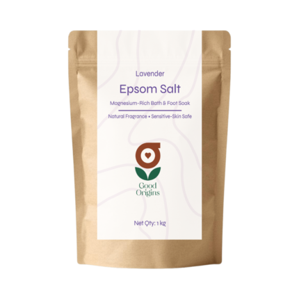 Good Origins Lavender Epsom Salt 1kg – magnesium soak with real lavender for sleep