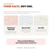 Comparison showing Good Origins Hibiscus Bath Salt is blended from Epsom salt, Himalayan pink salt and sea salt rather than plain Epsom salt with fragrance added