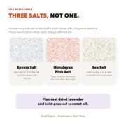 Comparison showing Good Origins Lavender Bath Salt is blended from Epsom salt, Himalayan pink salt and sea salt rather than plain Epsom salt with fragrance added