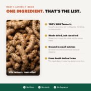 Shade dried wild turmeric rhizomes, the single ingredient in Good Origins Kasturi Manjal powder, with no fillers, starch or fragrance added