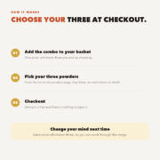 How the pick any 3 combo works: add to basket, choose your three powders, checkout with free delivery