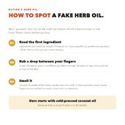 Three checks to spot mineral oil in an ayurvedic hair oil: read the first ingredient, rub a drop, smell it