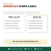 Epsom salt is magnesium sulphate and not table salt, which is sodium chloride, shown side by side
